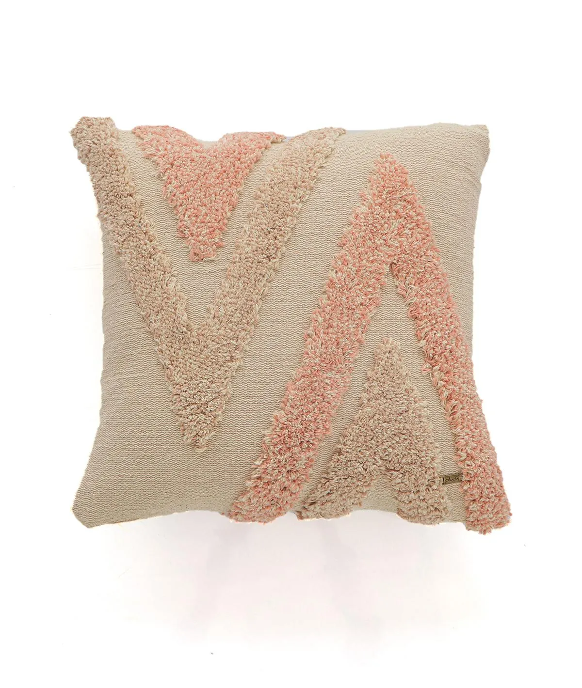 Arrowhead Cotton Knitted Decorative Tufted Cushion Cover (Blush Pink & Natural)