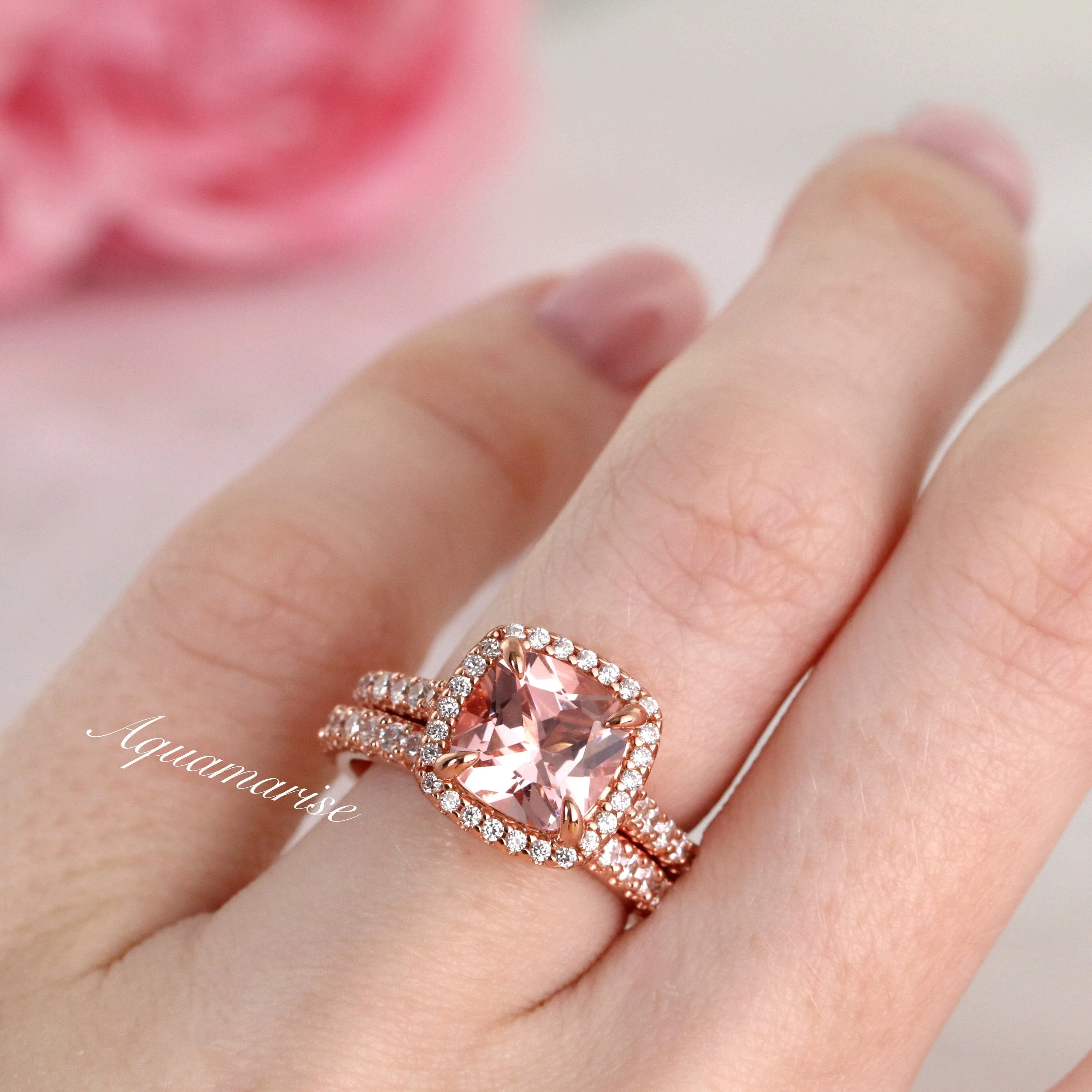 Belle Morganite Ring- 14K Rose Gold Vermeil