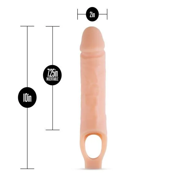 Enhanced 10-Inch Silicone Penis Extender - Blush Performance Plus Series