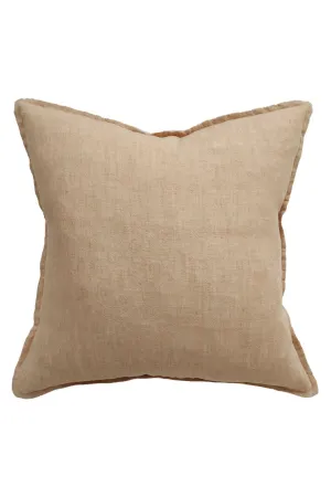 Cassia Toasted Coconut Feather Inner 55x55cm Edged Linen Cushion