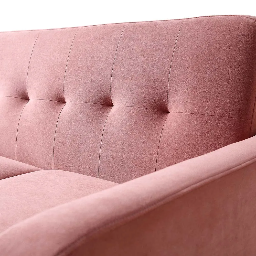 Clarence 2-Seater Sofa in Blush Pink Velvet