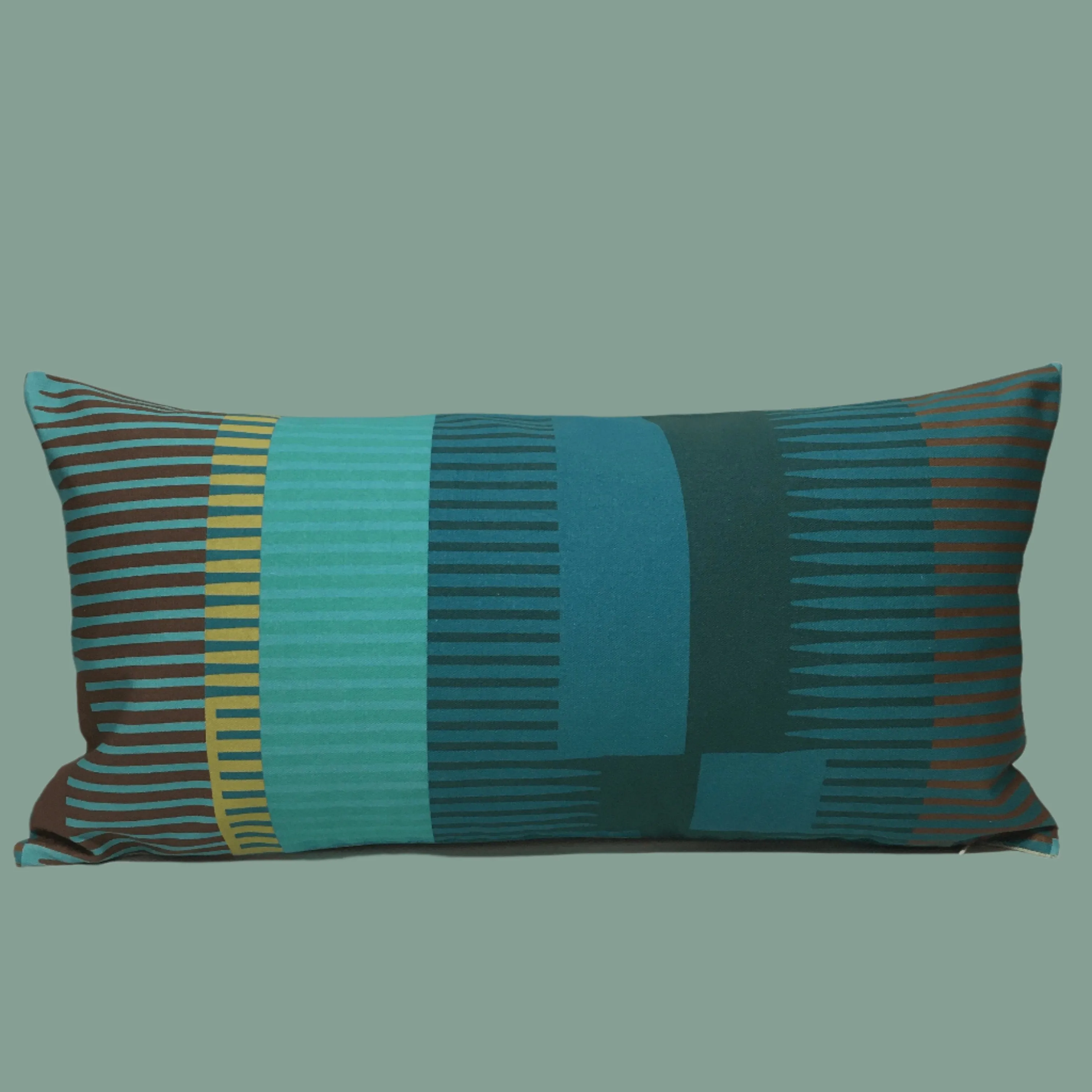 Combed Stripe Cushion - Teal, turquoise   olive