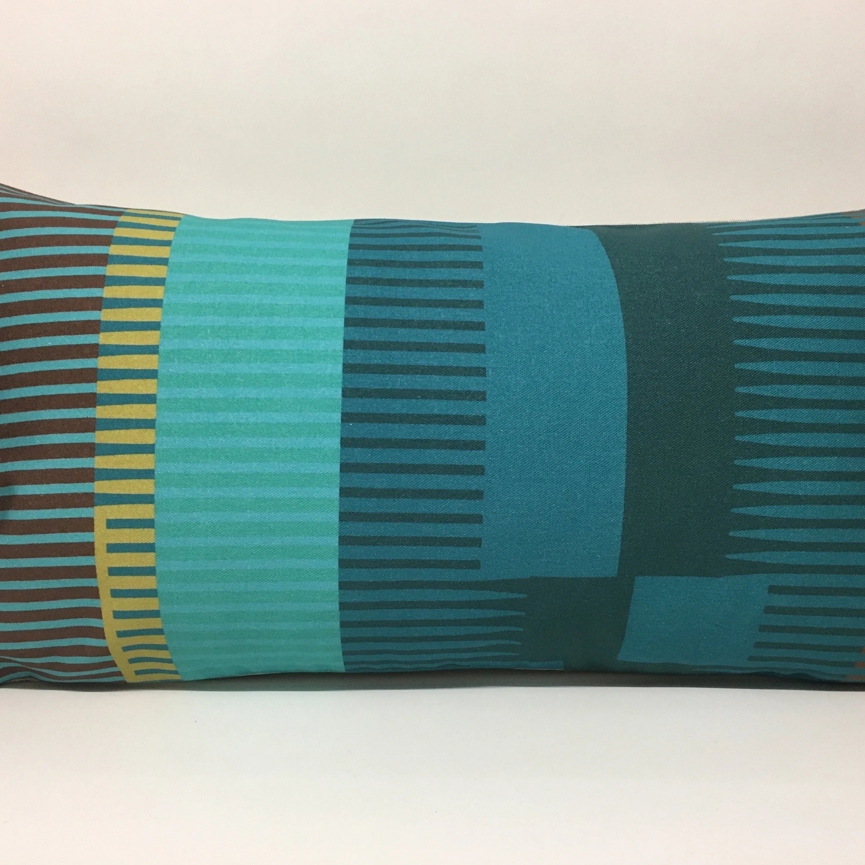 Combed Stripe Cushion - Teal, turquoise   olive