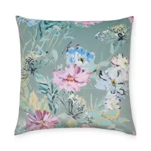 Cosmos Printed Velvet Grey Green Cushion