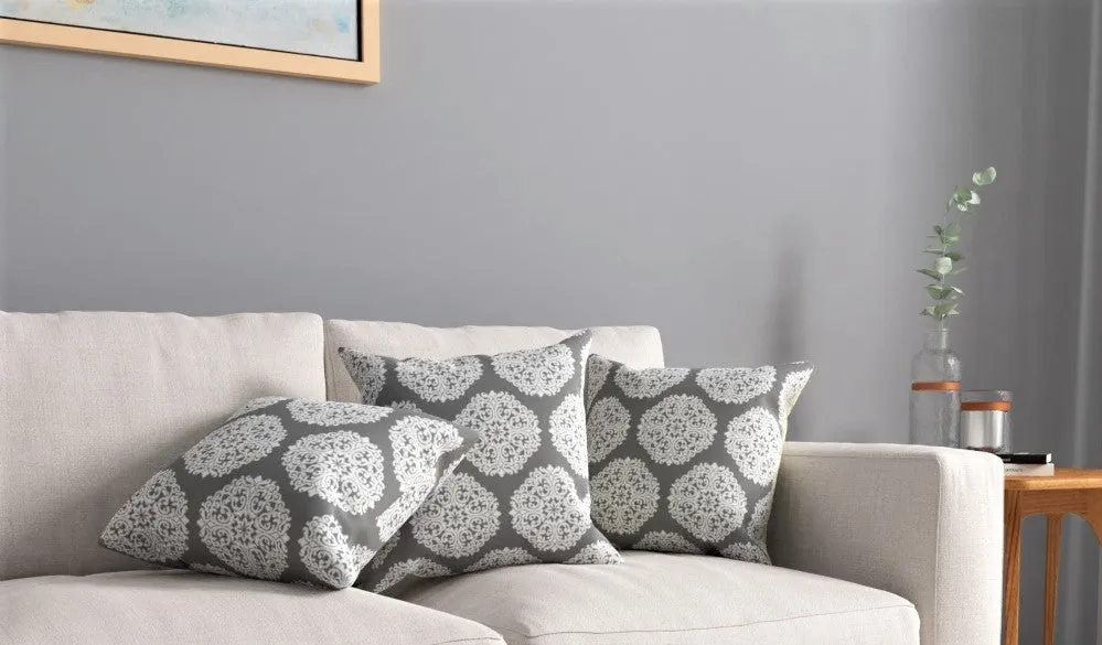 Cotton Cushion Covers, throw pillows for couch - Mandala Grey