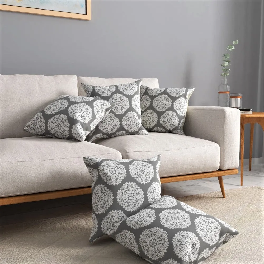 Cotton Cushion Covers, throw pillows for couch - Mandala Grey