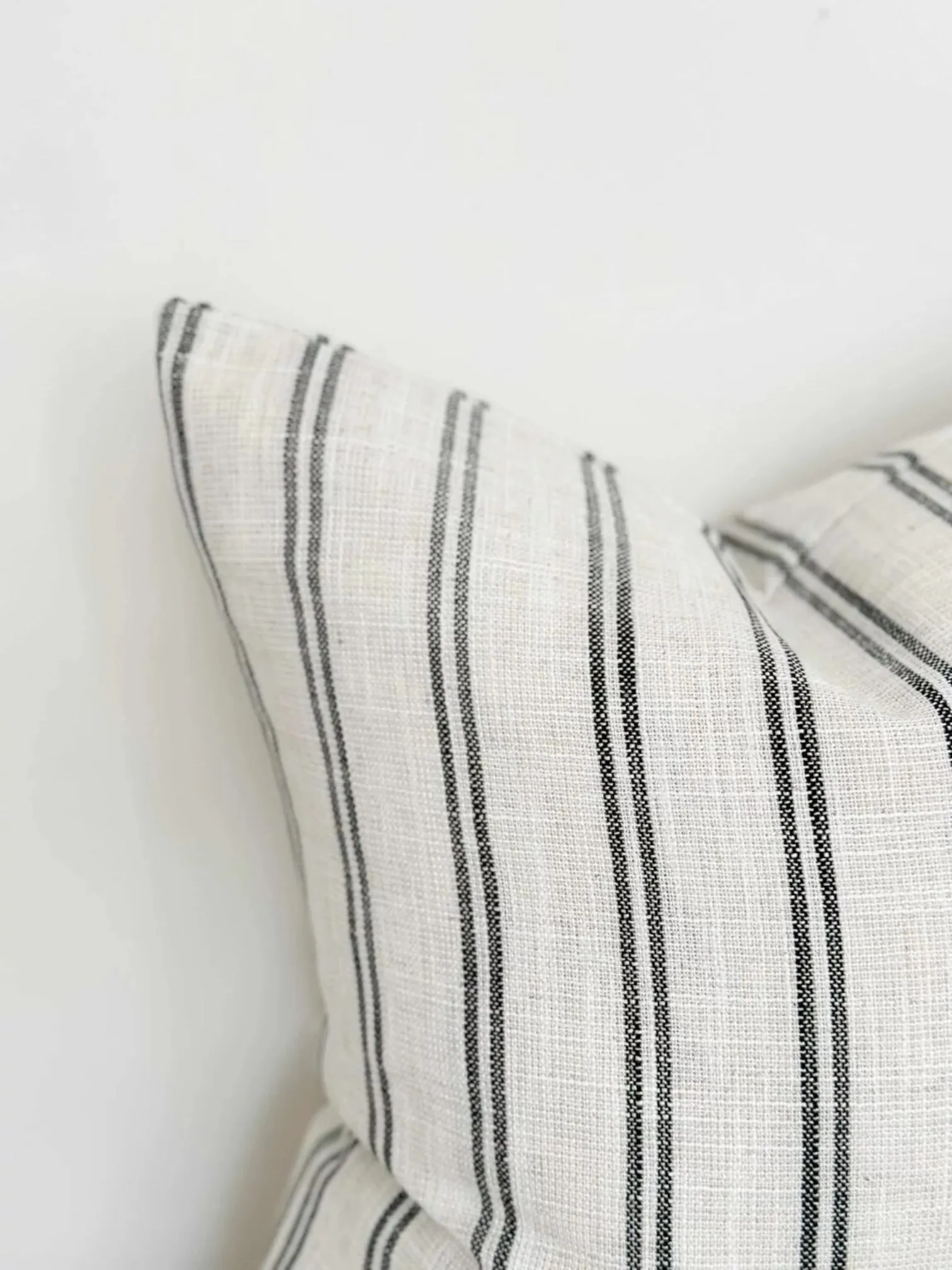 Cream And Black Pinstripe Luxe Cotton Cushion Cover - 45cm x 45cmm