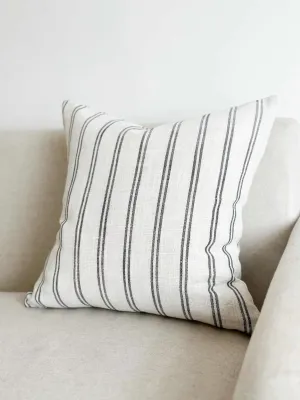 Cream And Black Pinstripe Luxe Cotton Cushion Cover - 45cm x 45cmm