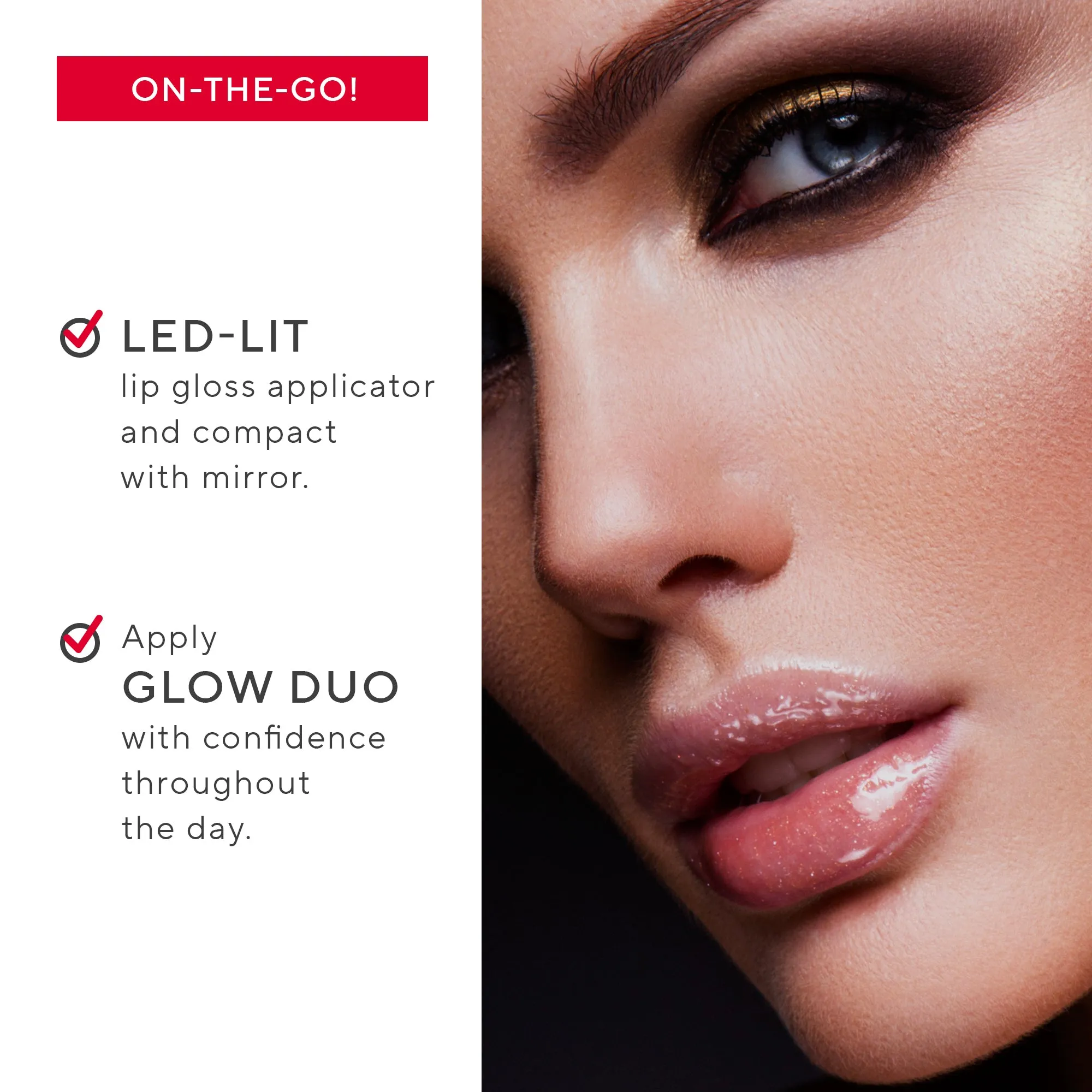 Glow Duo LED-Lit Lip Gloss & Universal Hyaluronic Pressed Powder