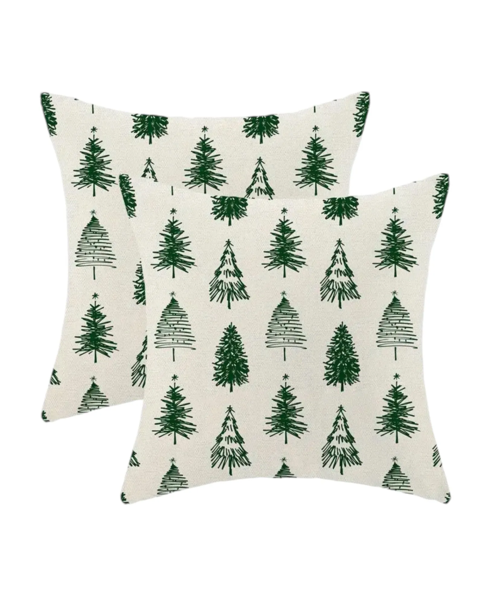 Green And Cream Christmas Tree Cushion Cover - 45cm x 45cm