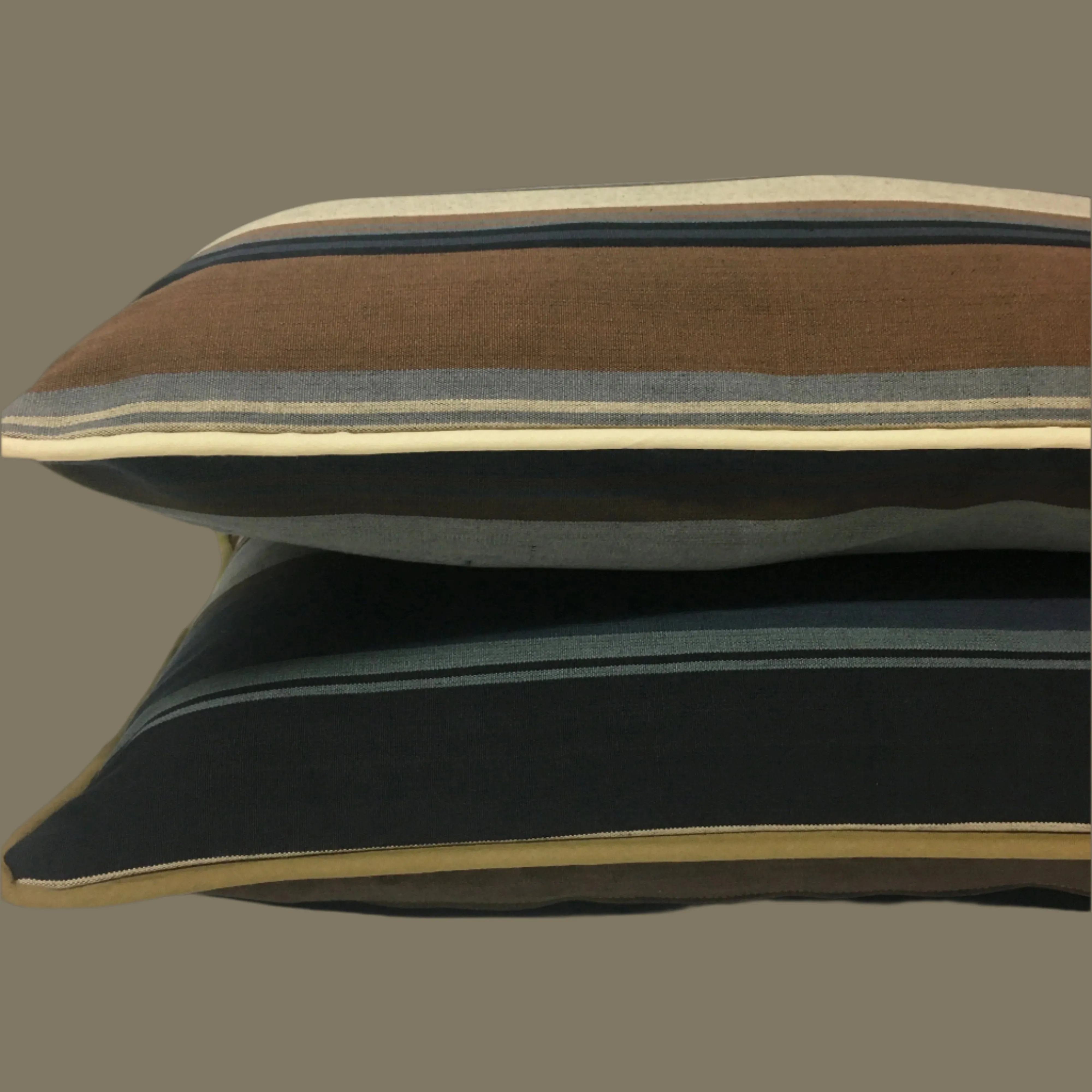 Grey   Black   Brown Striped Cushion