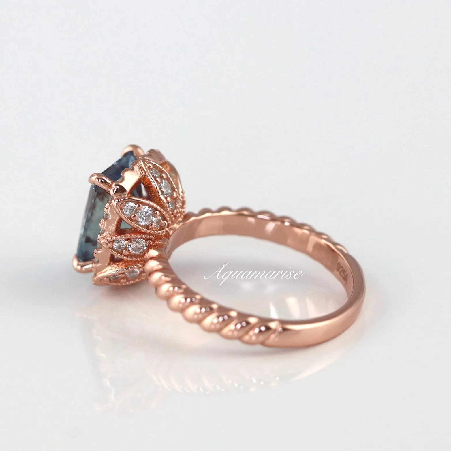 Hazel Alexandrite Ring- 14K Rose Gold Vermeil