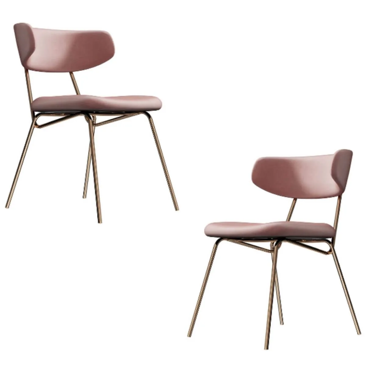 Kylie Modern Blush Dining Chair with Gold Legs Set of 2