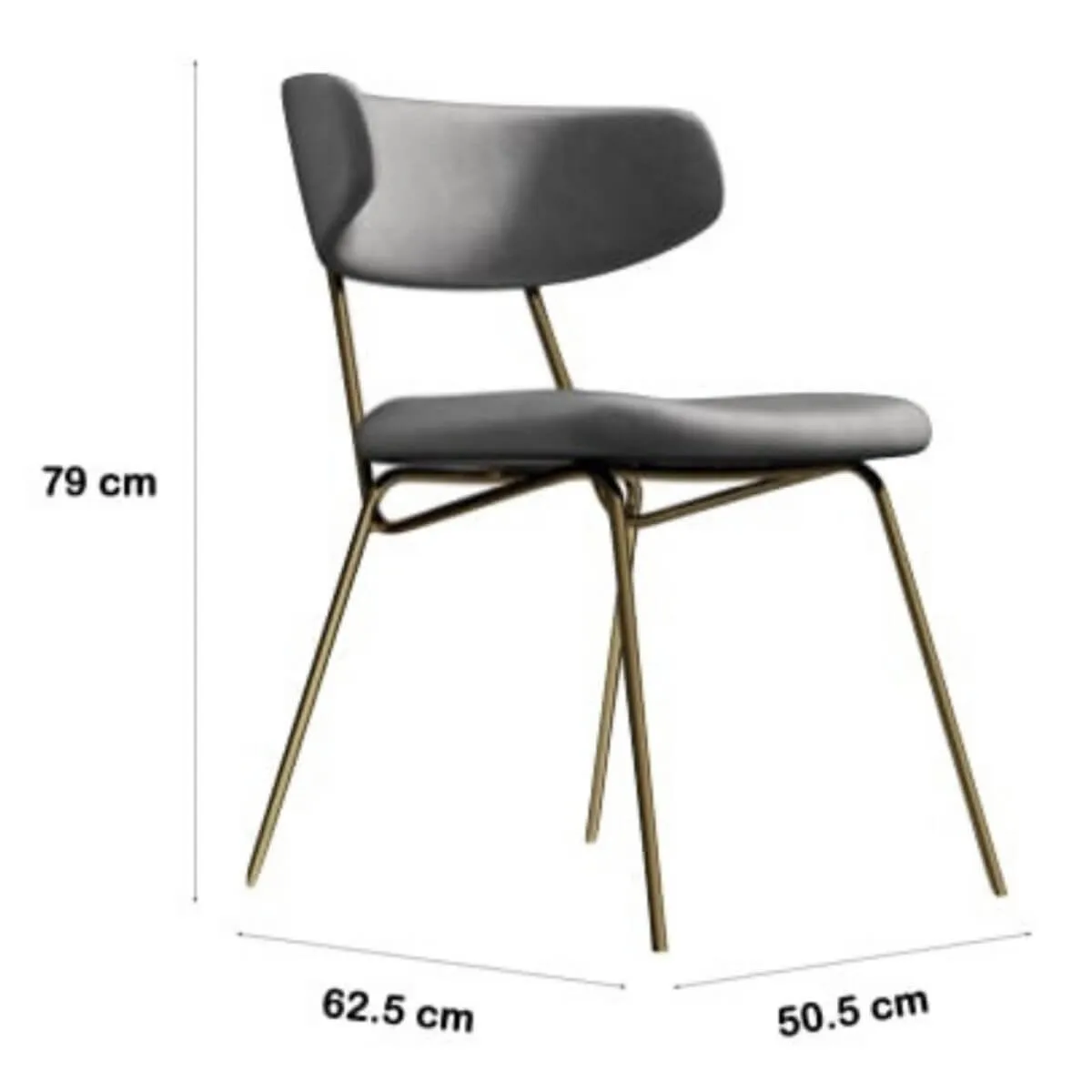 Kylie Modern Slategrey Dining Chair with Gold Legs Set of 2