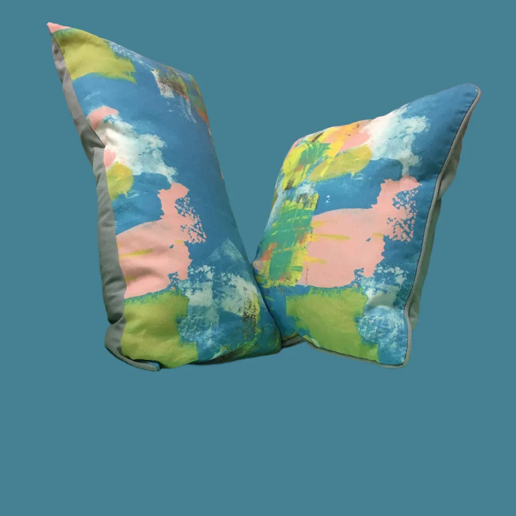 Painterly Turquoise Cushion