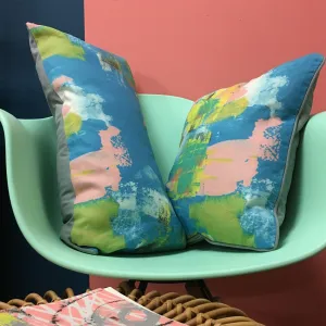 Painterly Turquoise Cushion